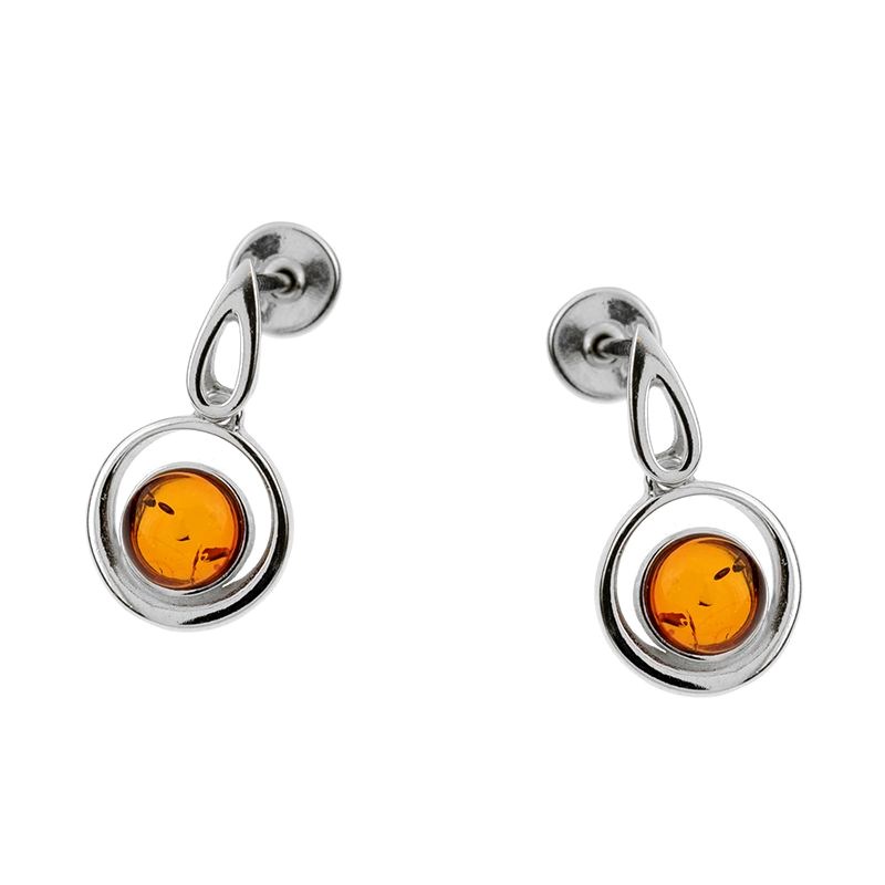 Boucle d'oreille argent 925 Ambre veritable de la mer Baltique