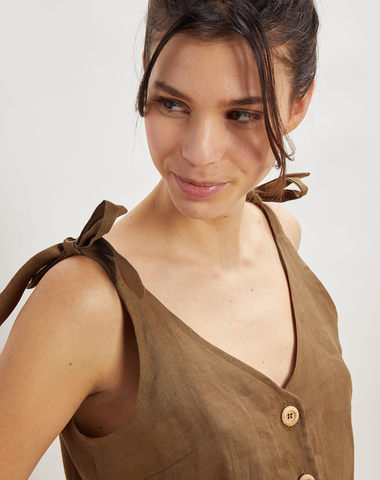 La Petite Francaise Combinaison 100% Lin Cecilia kaki