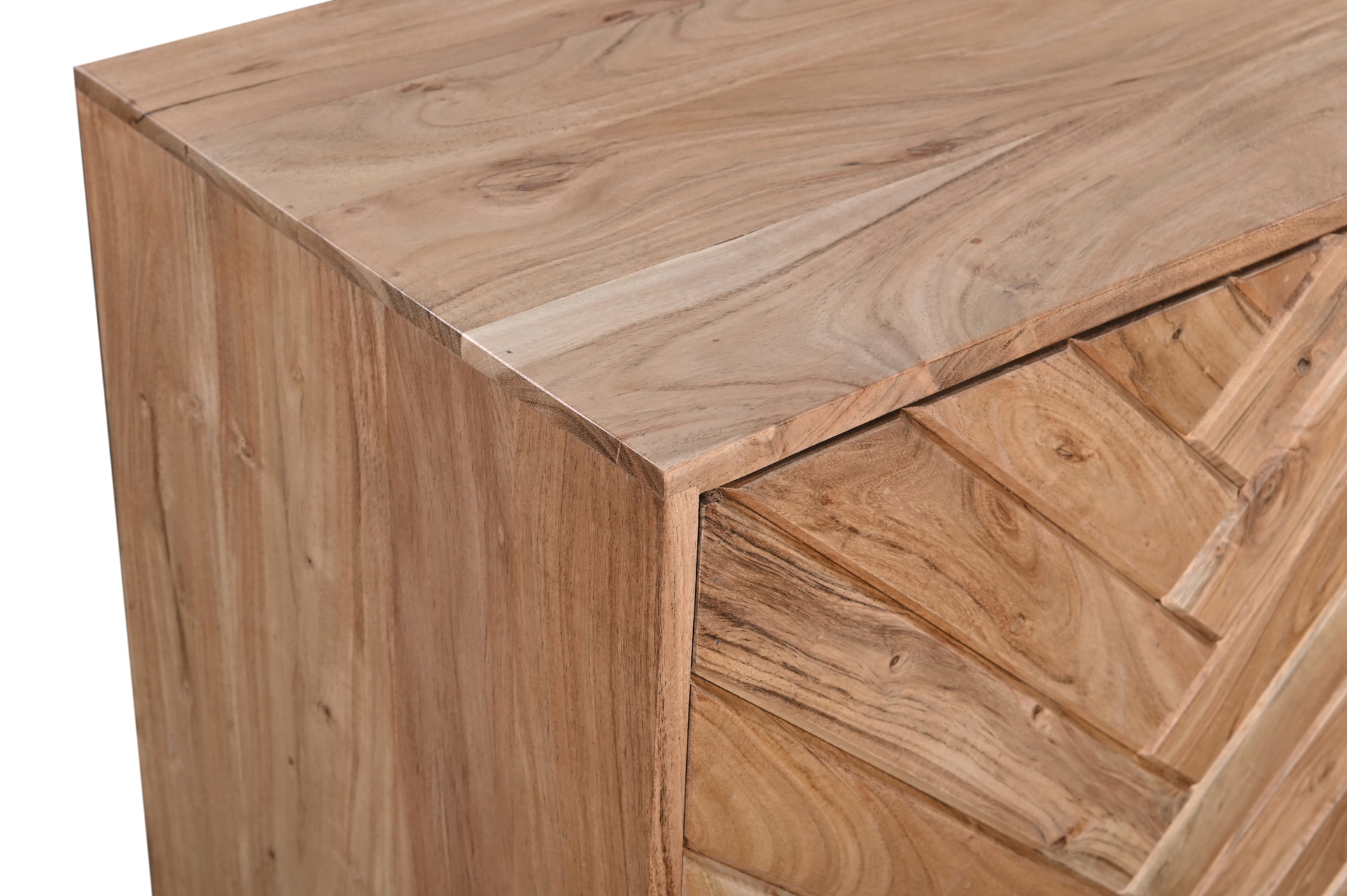 Sideboard LUANDA 160 x 80 cm Akazie massiv natur/schwarz