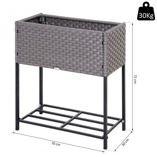 Vaso retangular Outsunny para varanda, cinza