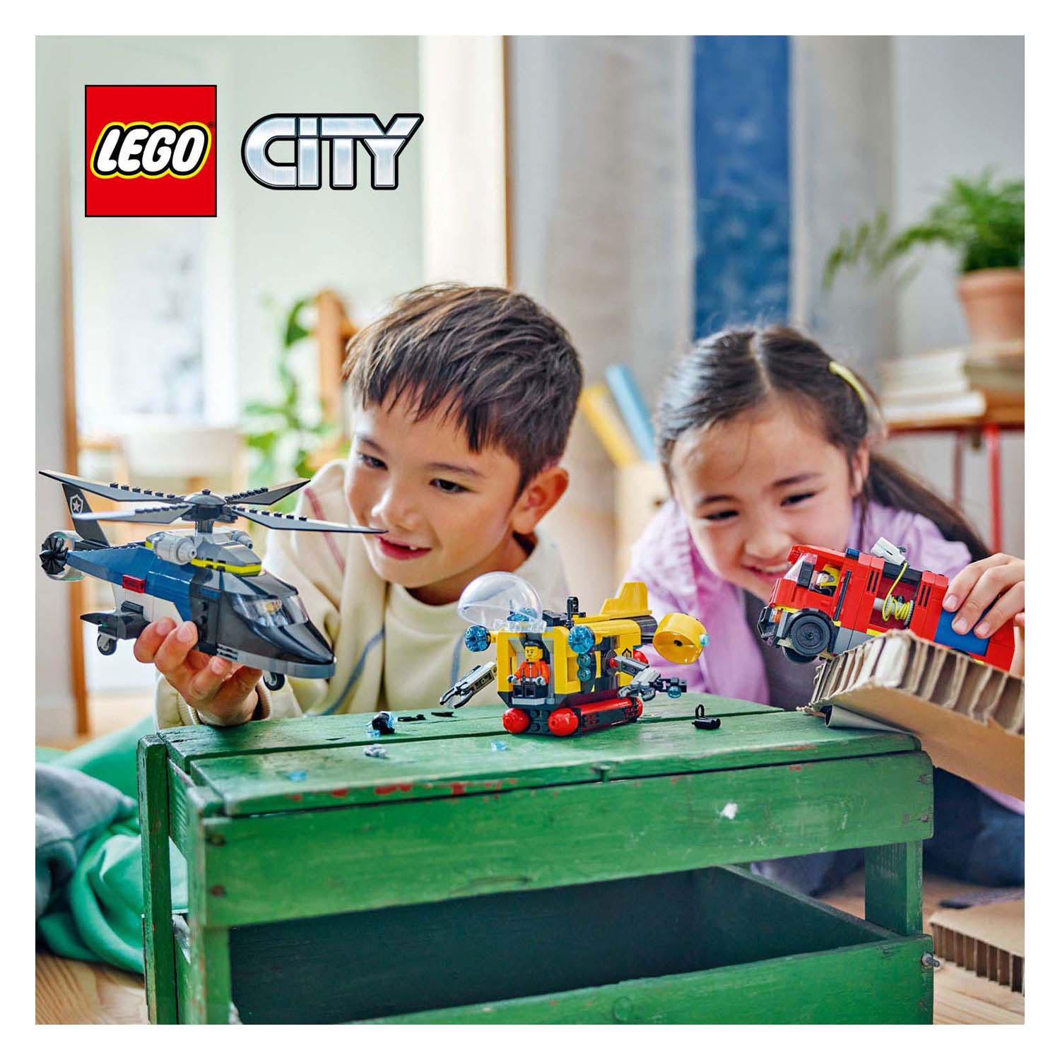 LEGO City 60462 Helikopter, Brandweerauto en Onderzeeer Remix