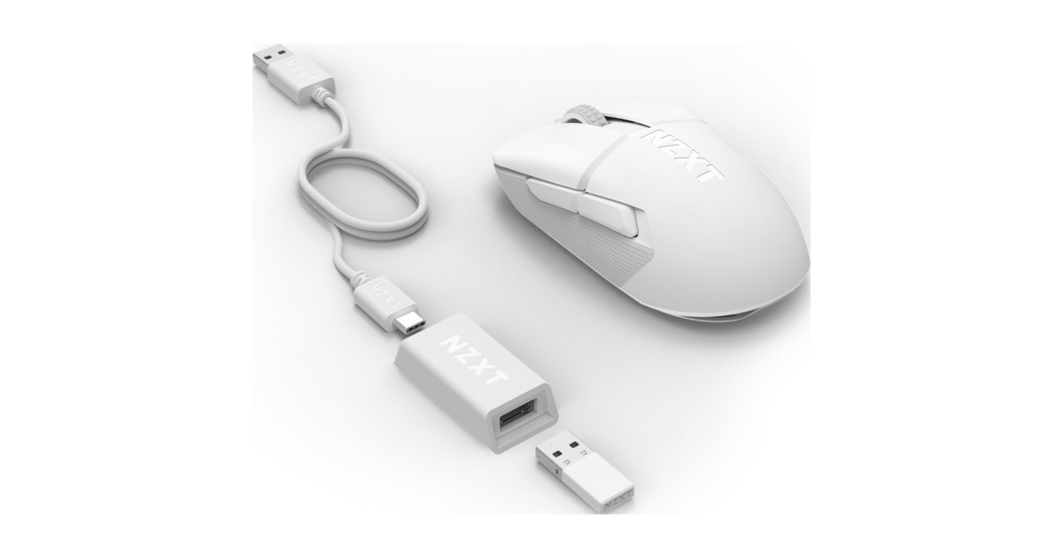 NZXTLift Elite Wireless Gaming Mouse  (Wit, USB / 2.4 GHz, 8.000 Hz / 4.000 Hz, 26.000 DPI)