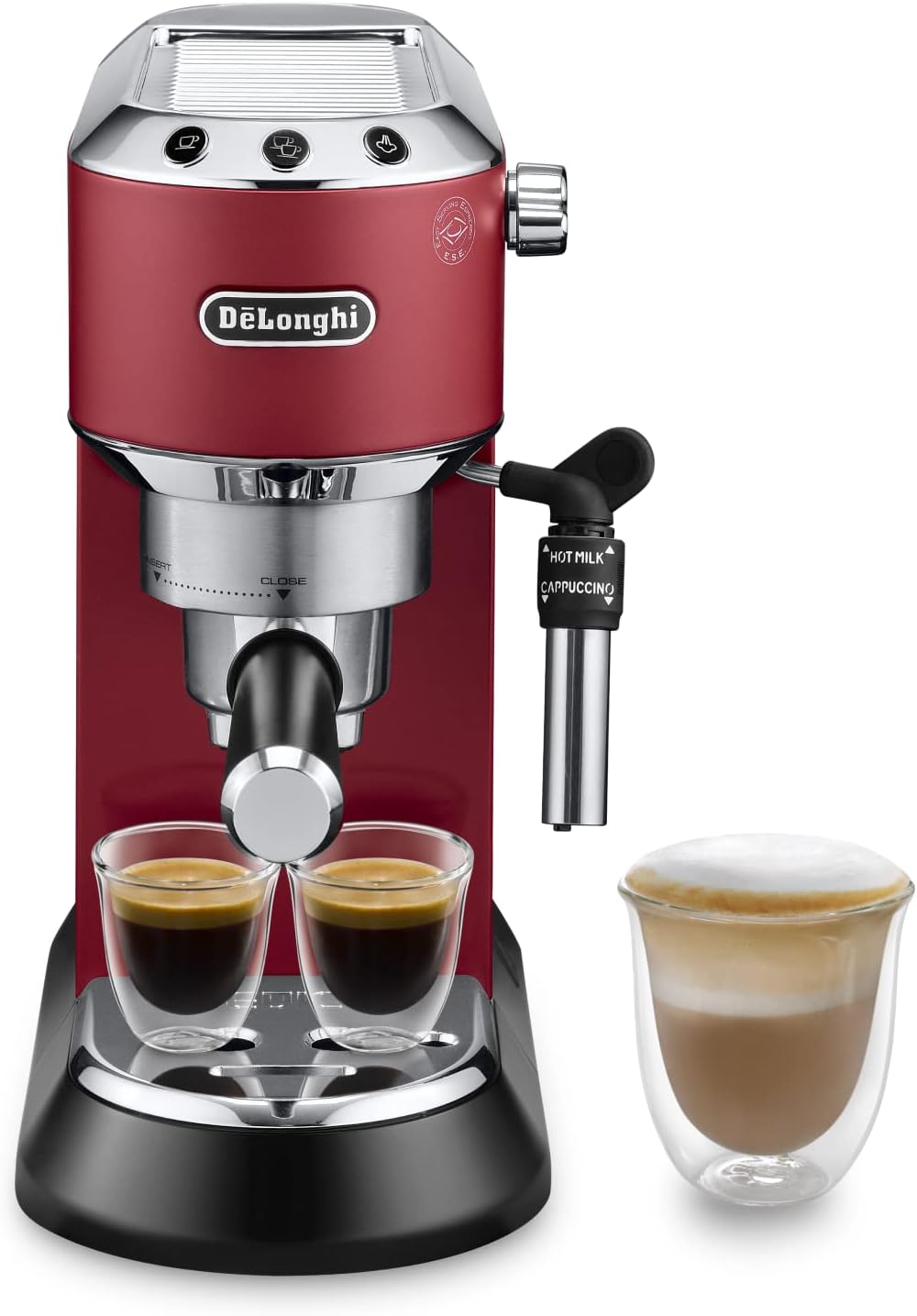 De'Longhi Dedica Style EC685.W, Machine à Café à Pompe en Acier Inoxydable Pour Café Moulu ou Dosettes, Machine à Espresso et Cappuccino, Réservoir de 1,3L, Système Anti-goutte, Blanc