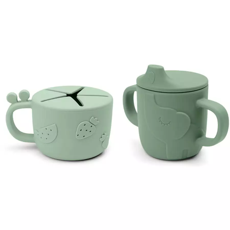 Done by Deer™ Snack & Trinkbecher Peekaboo Set Deer friends Grün