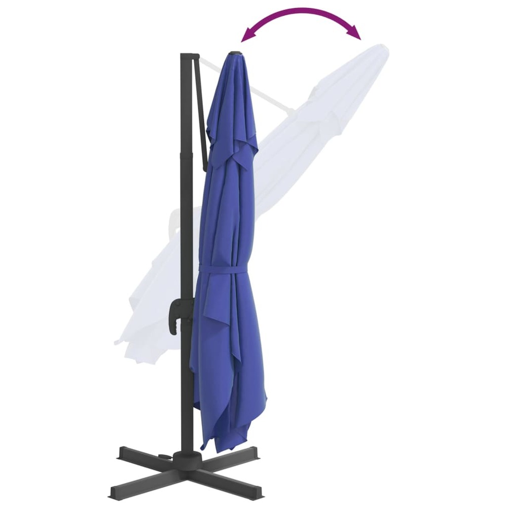 Parasol meuble de jardin cantilever à led 400 x 300 cm bleu azuré