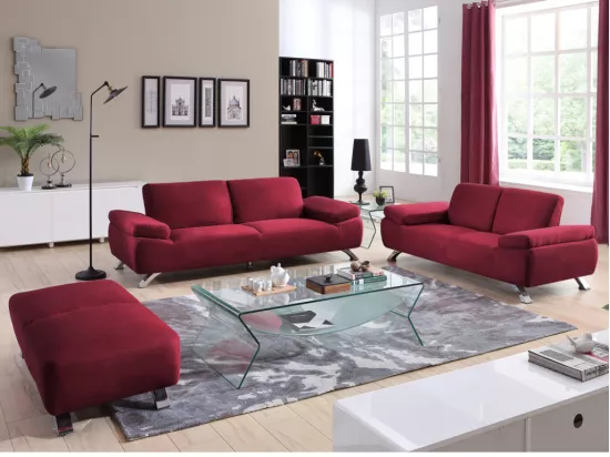 Canapé 2 places en microfibre POLKA - Rouge