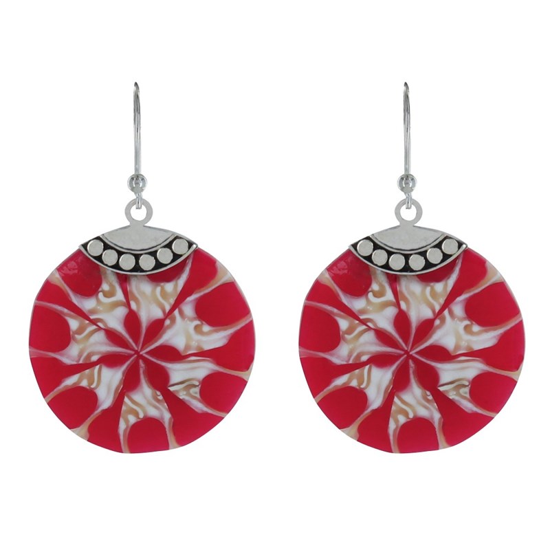 Boucles d'Oreilles Argent Disque Fleur Coquillage