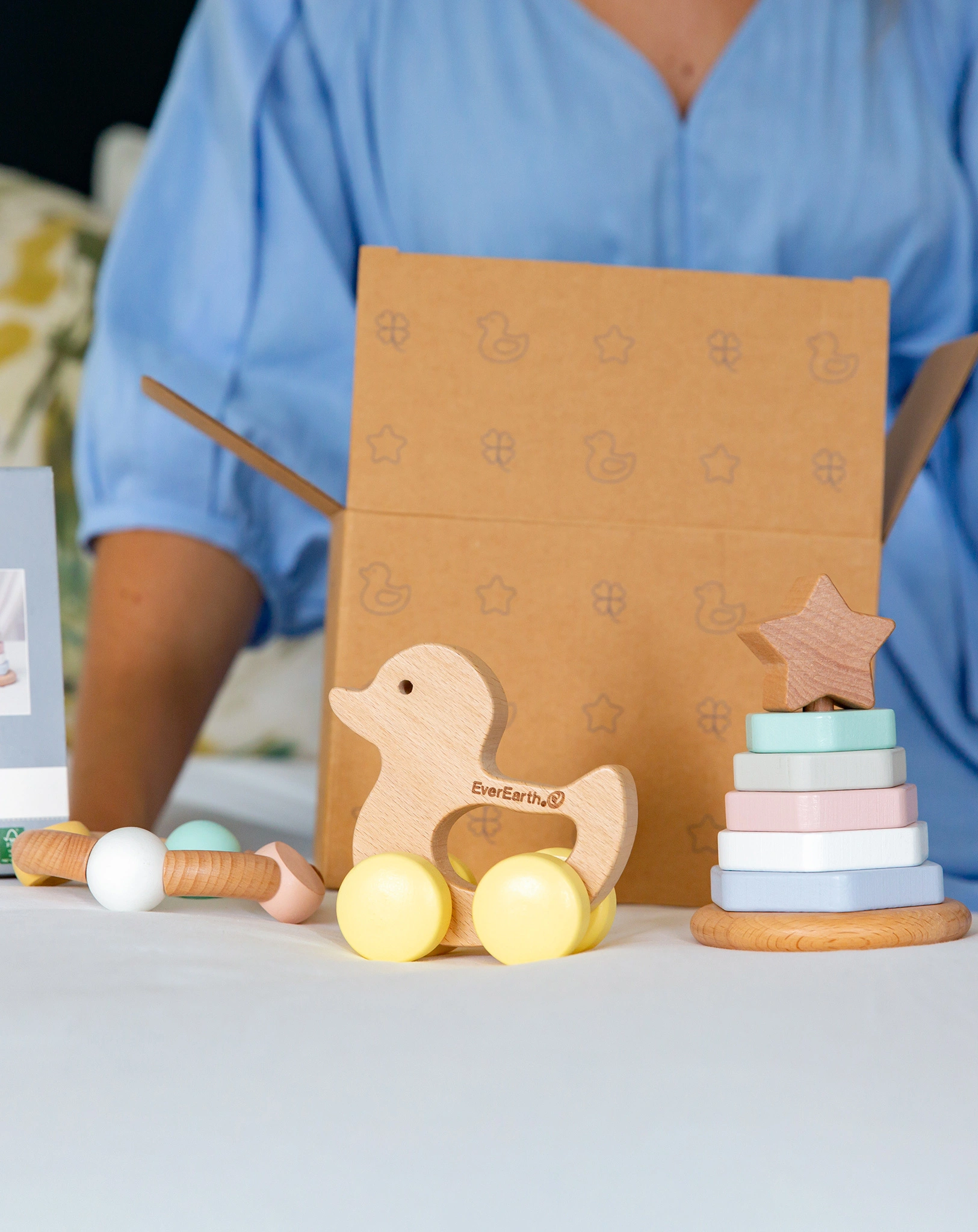 Geschenke-Set ZUR GEBURT 3-teilig aus Holz