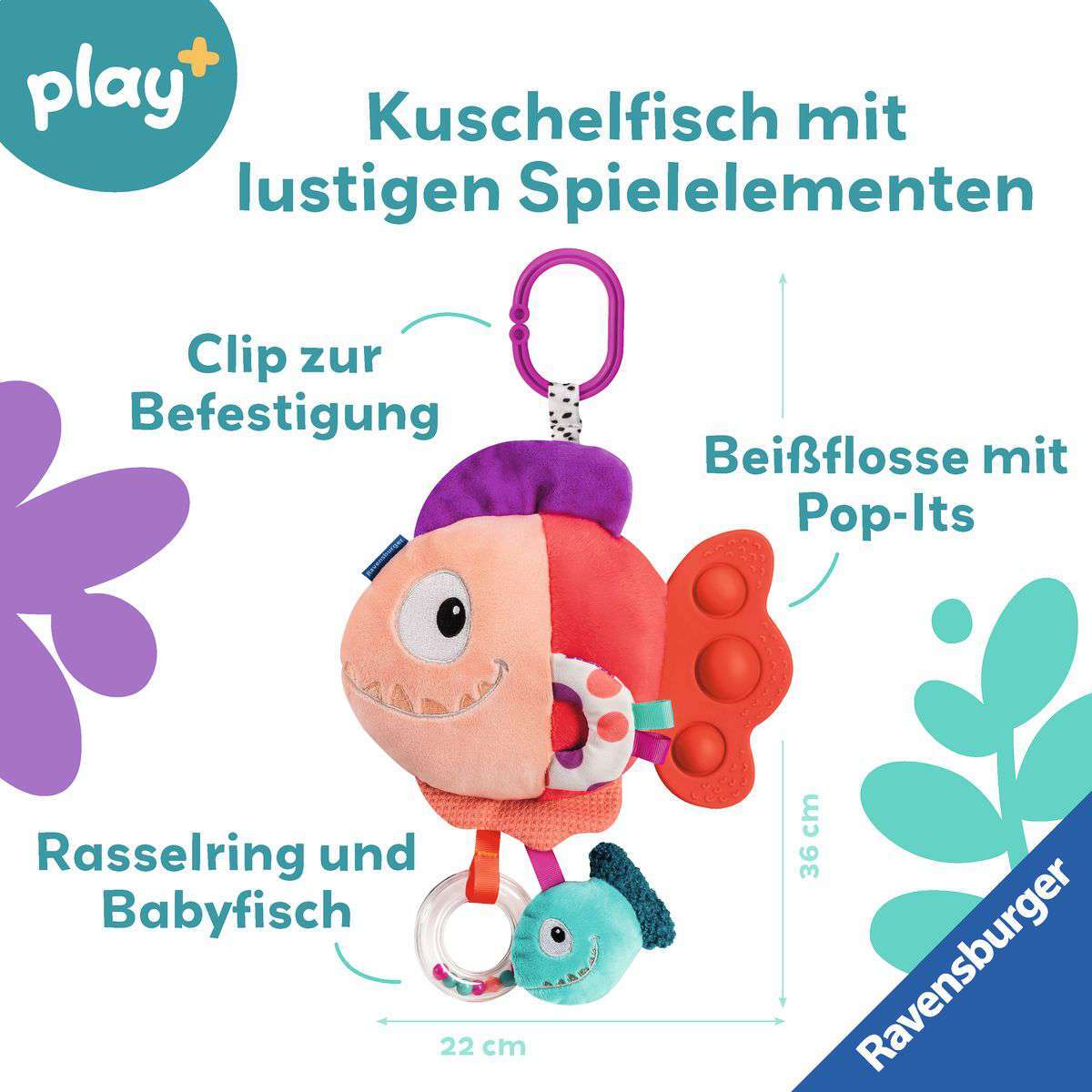 Ravensburger Spiel Play+ Pop-it Piranha (rot)