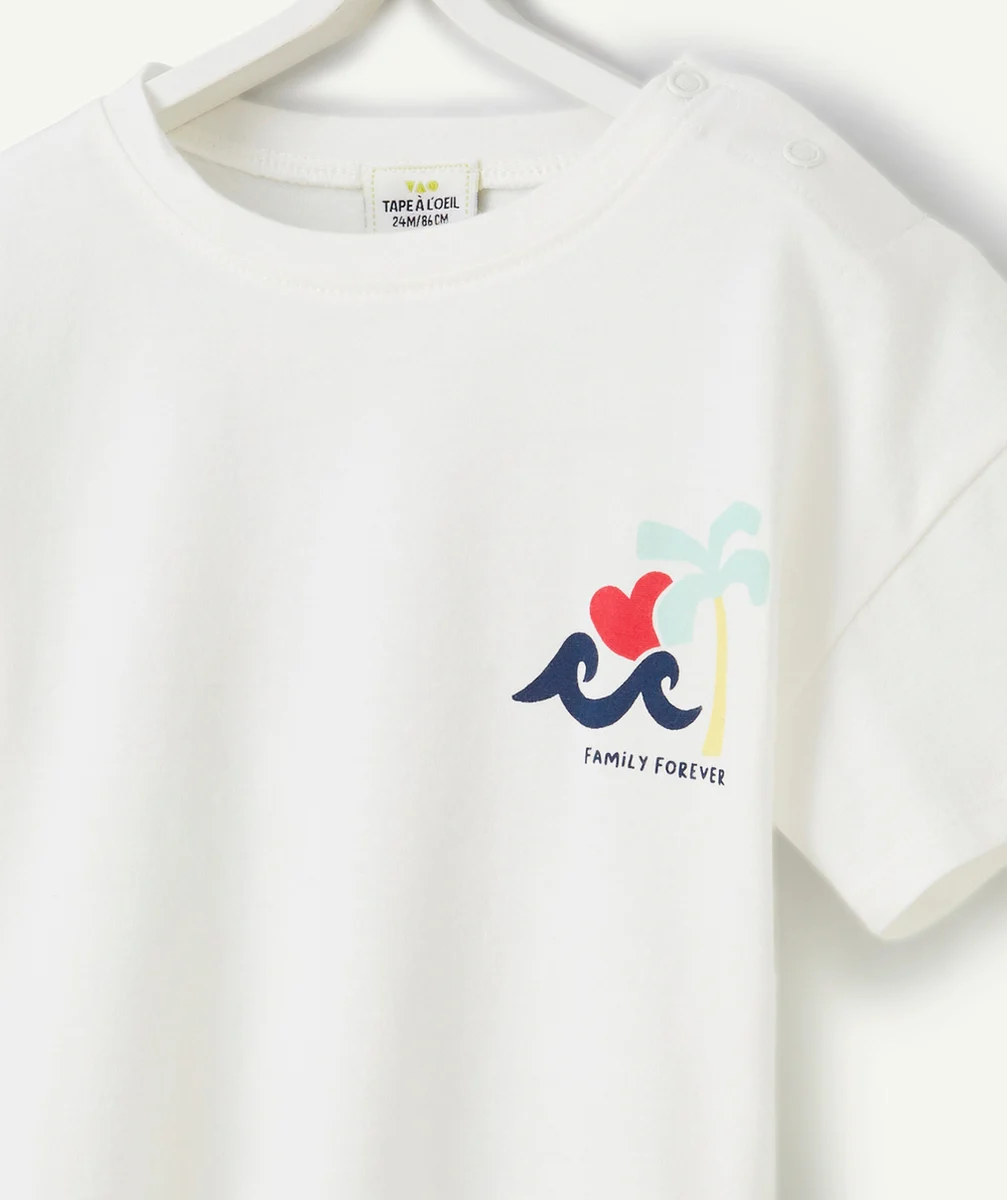 t-shirt mixte en coton blanc avec messages et motifs thème famille
