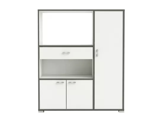 Desserte Micro ondes coloris Blanc mat - 90 x 111,8 x 40 cm