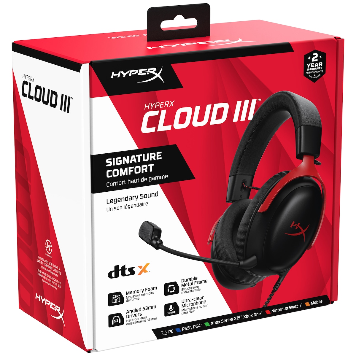 HyperX Cloud III gaming headset (sort/rød)