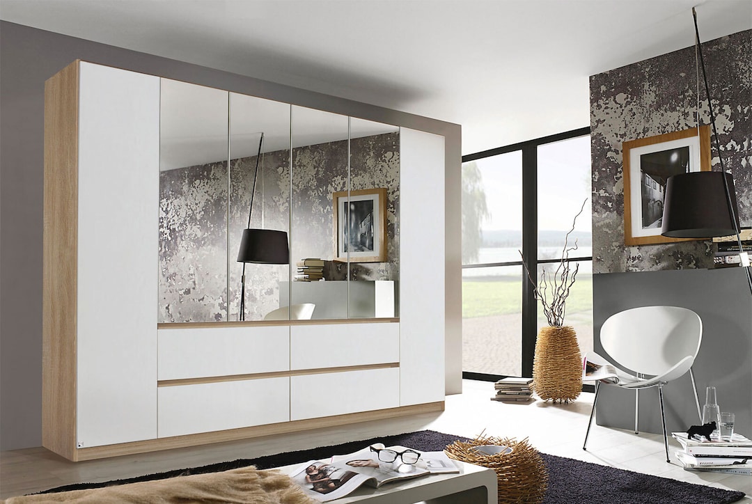 Kleiderschrank MAINZ 271 x 210 cm Sonoma Eiche/Spiegel