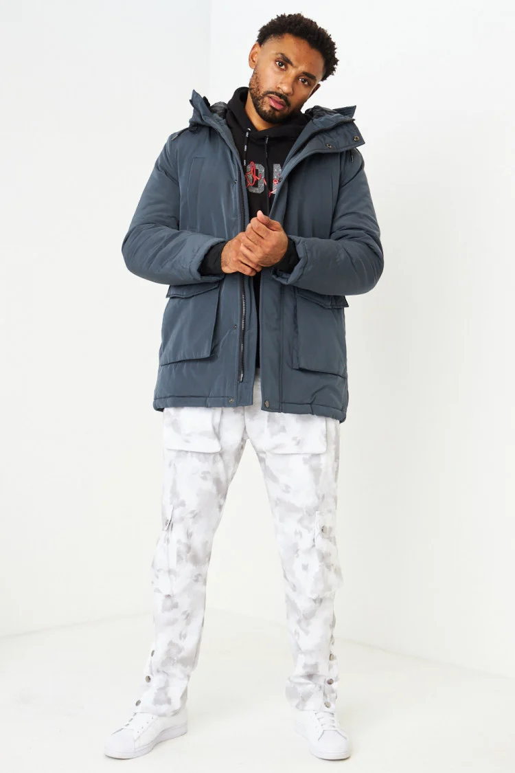 Parka à capuche bleue