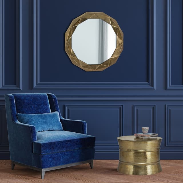 WOMO-DESIGN Dekorativt vægspejl Guayaquil Ø 84 cm lavet af glas, guld,