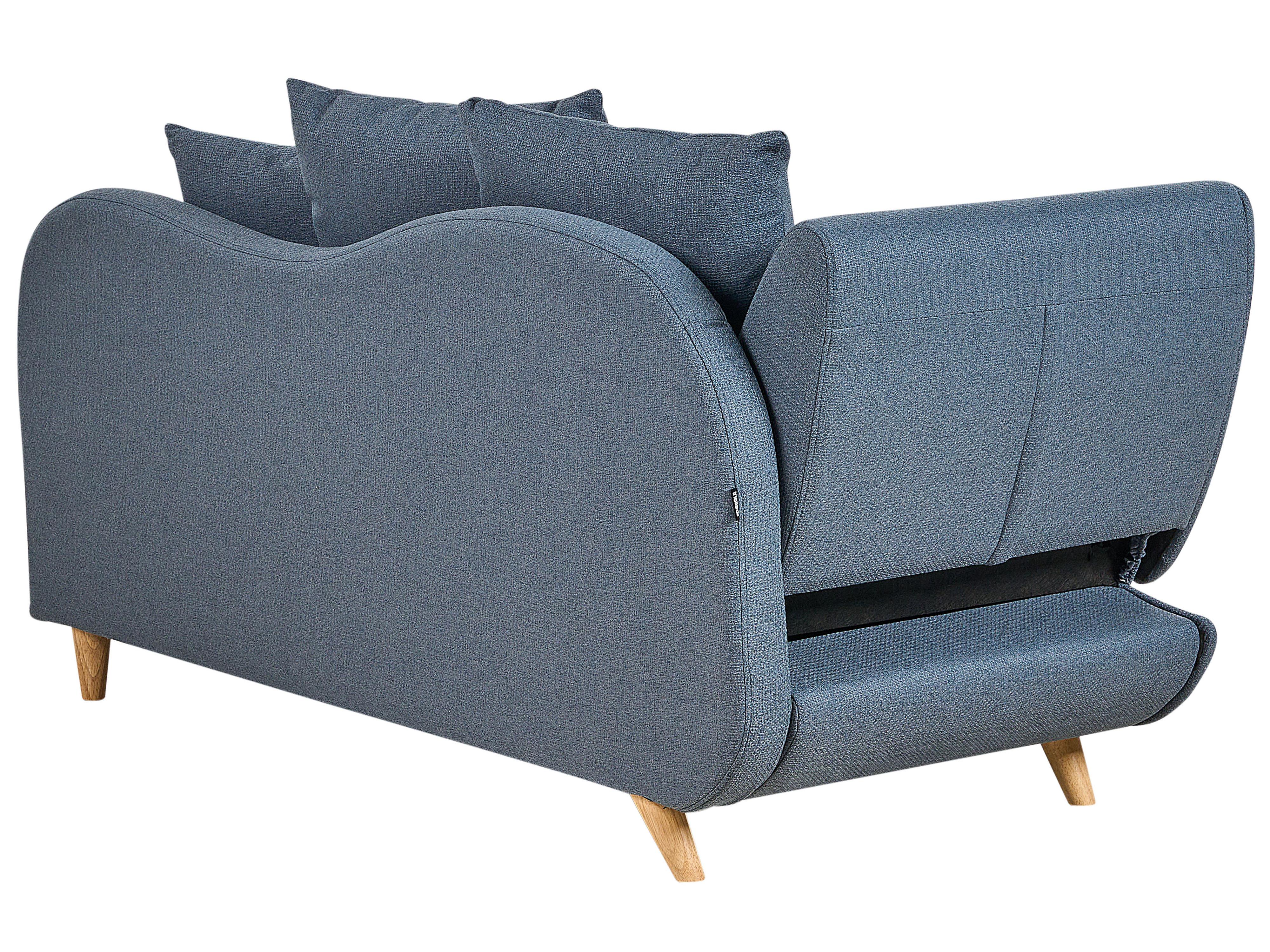 Linkszijdige chaise longue MERI Kunstlinnen Donkerblauw met opbergruimte