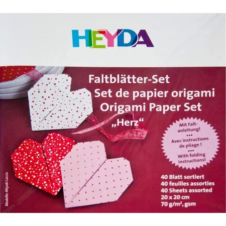 Heyda 20-48 755 06 Origami Faltblätter, Herz, 20 x 20 cm
