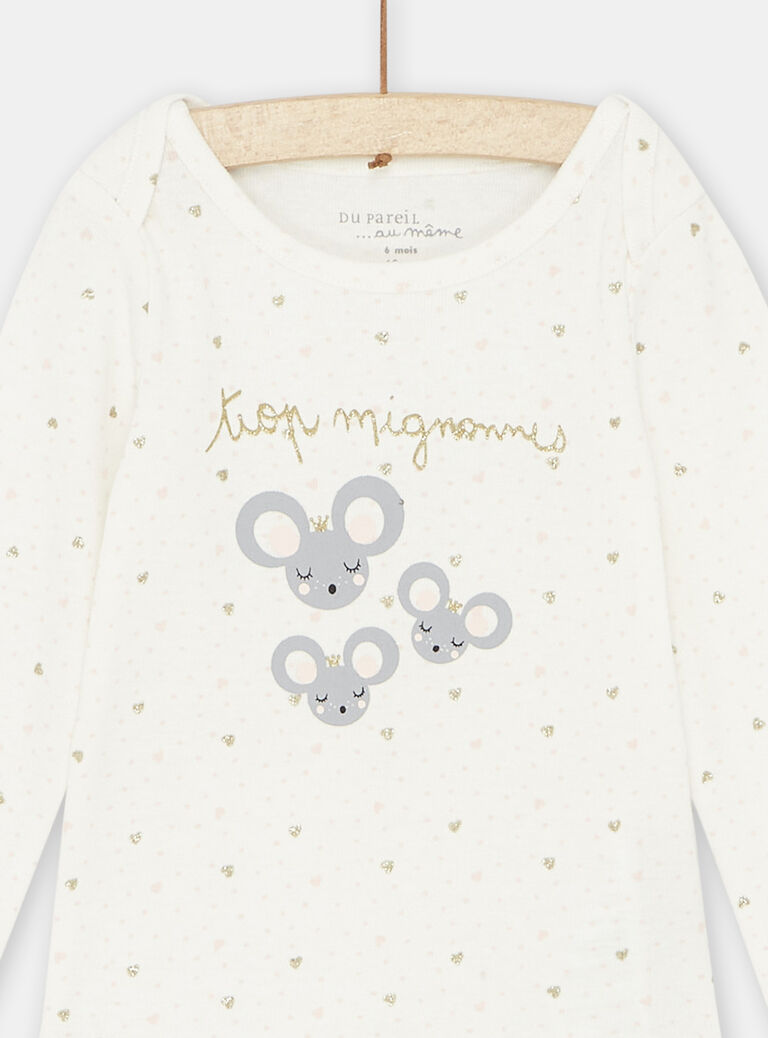 Body écru à motifs souris bébé fille