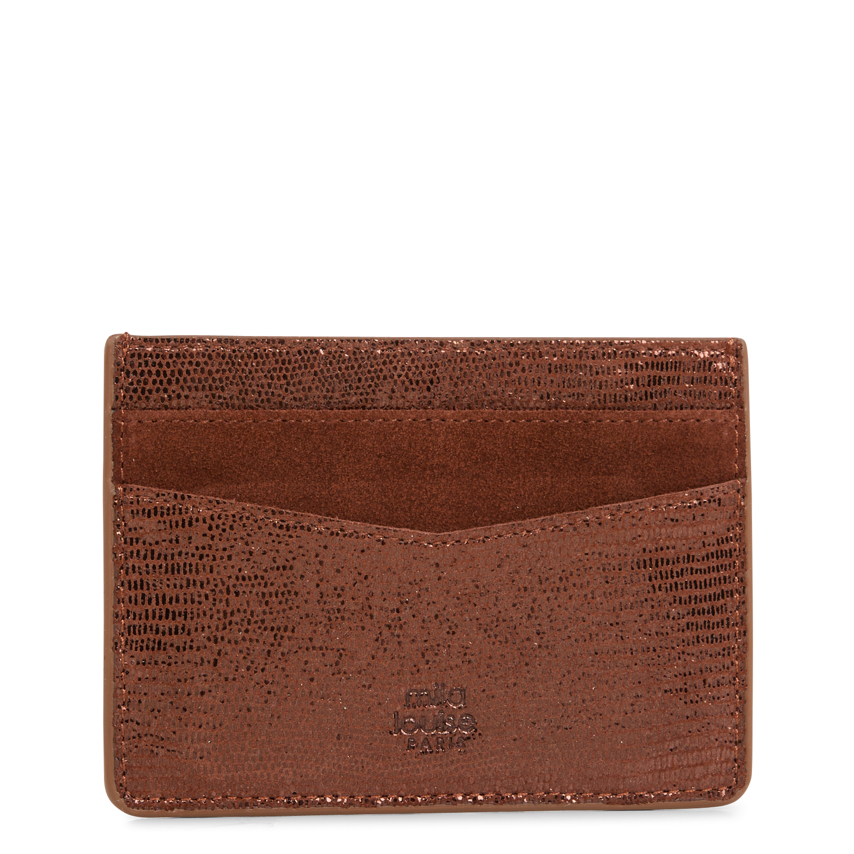 OLAE - Porte-cartes en cuir métallisé | Marron