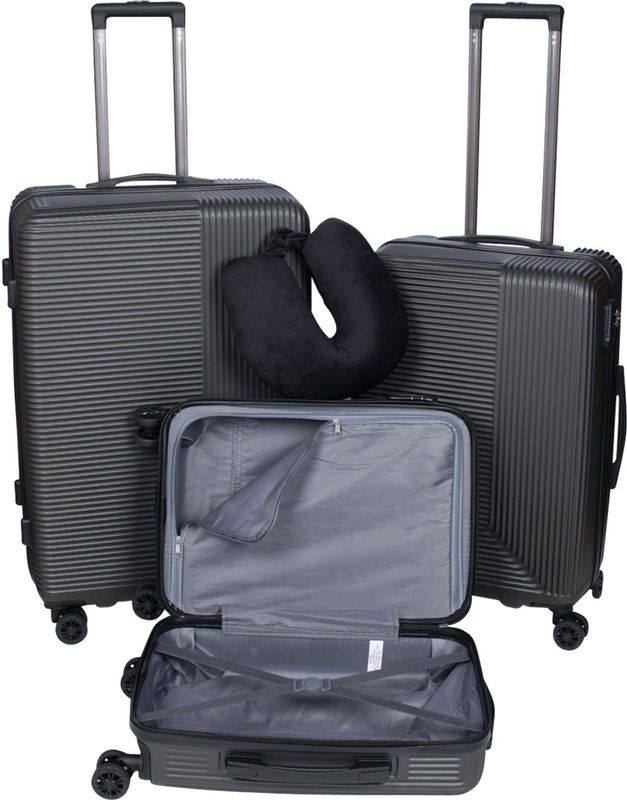 Kofferset - Grijs - 3-delig - Handbagage Koffers