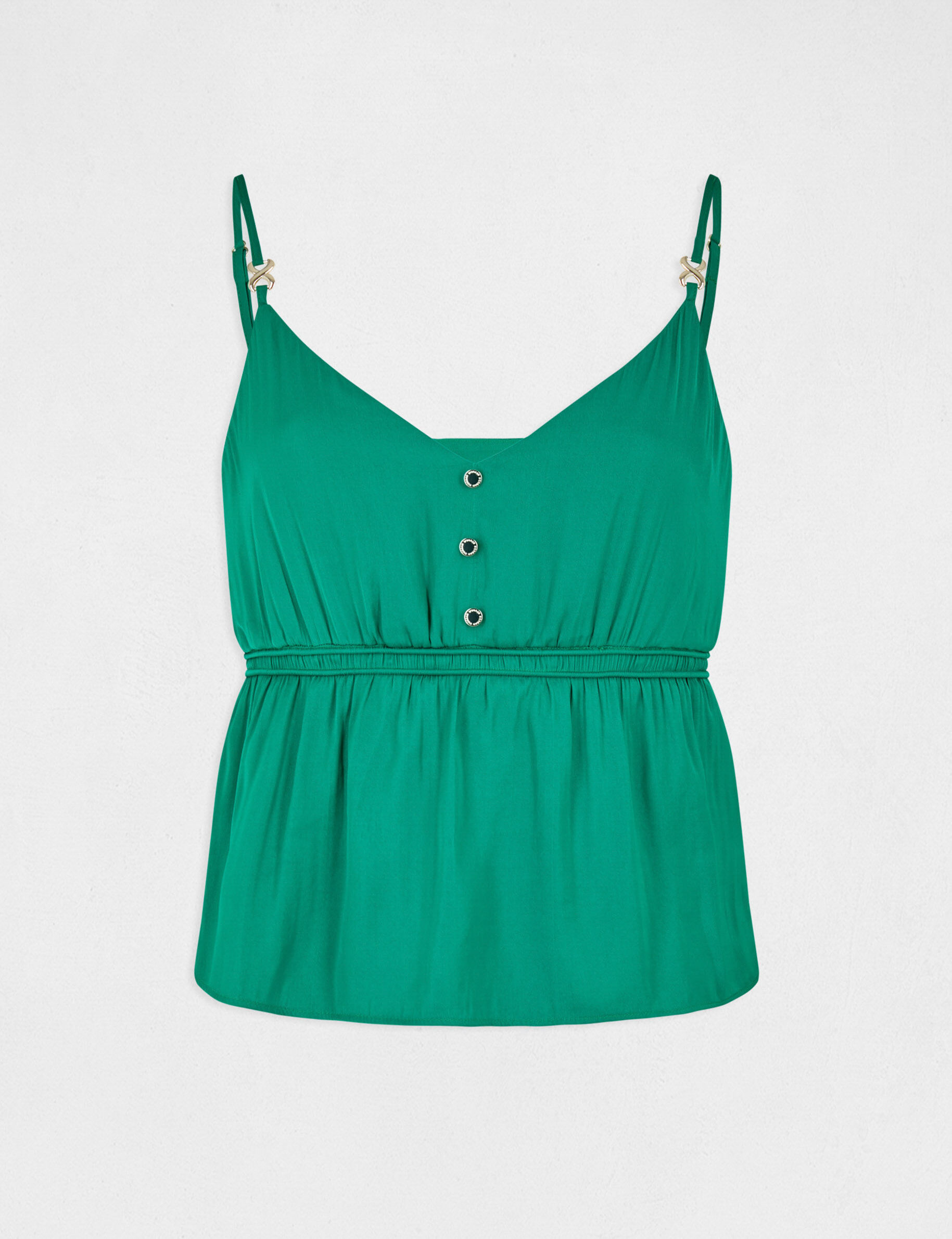 Blouse bretelles fines à ornements vert femme - vert