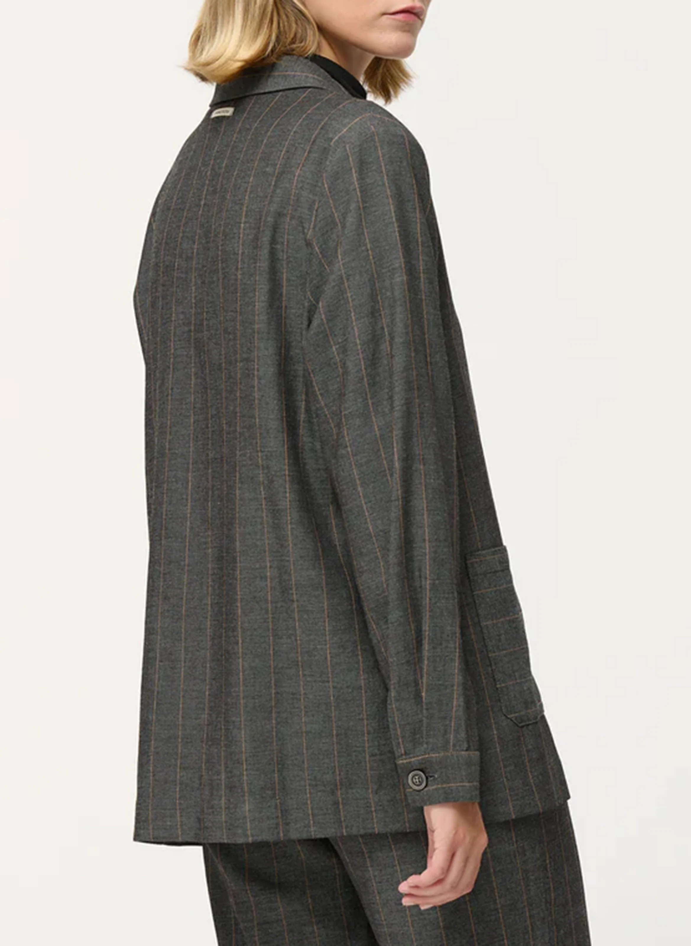 Veste col chemise à rayures | Gris