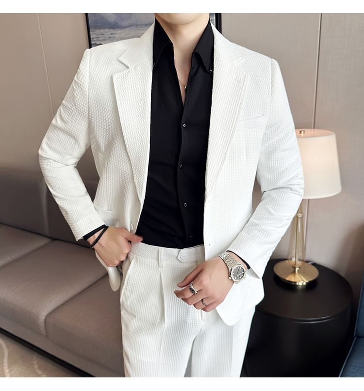 Blueforce - Set: Blazer met reverskraag en enkele rij knopen + pantalon met middelhoge taille