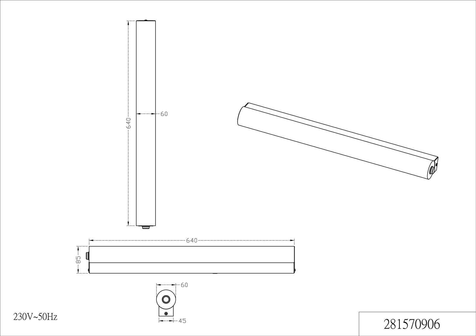 Kolian Wandleuchte silberfarben 281570906, B/H: 64/6/ cm, Metall