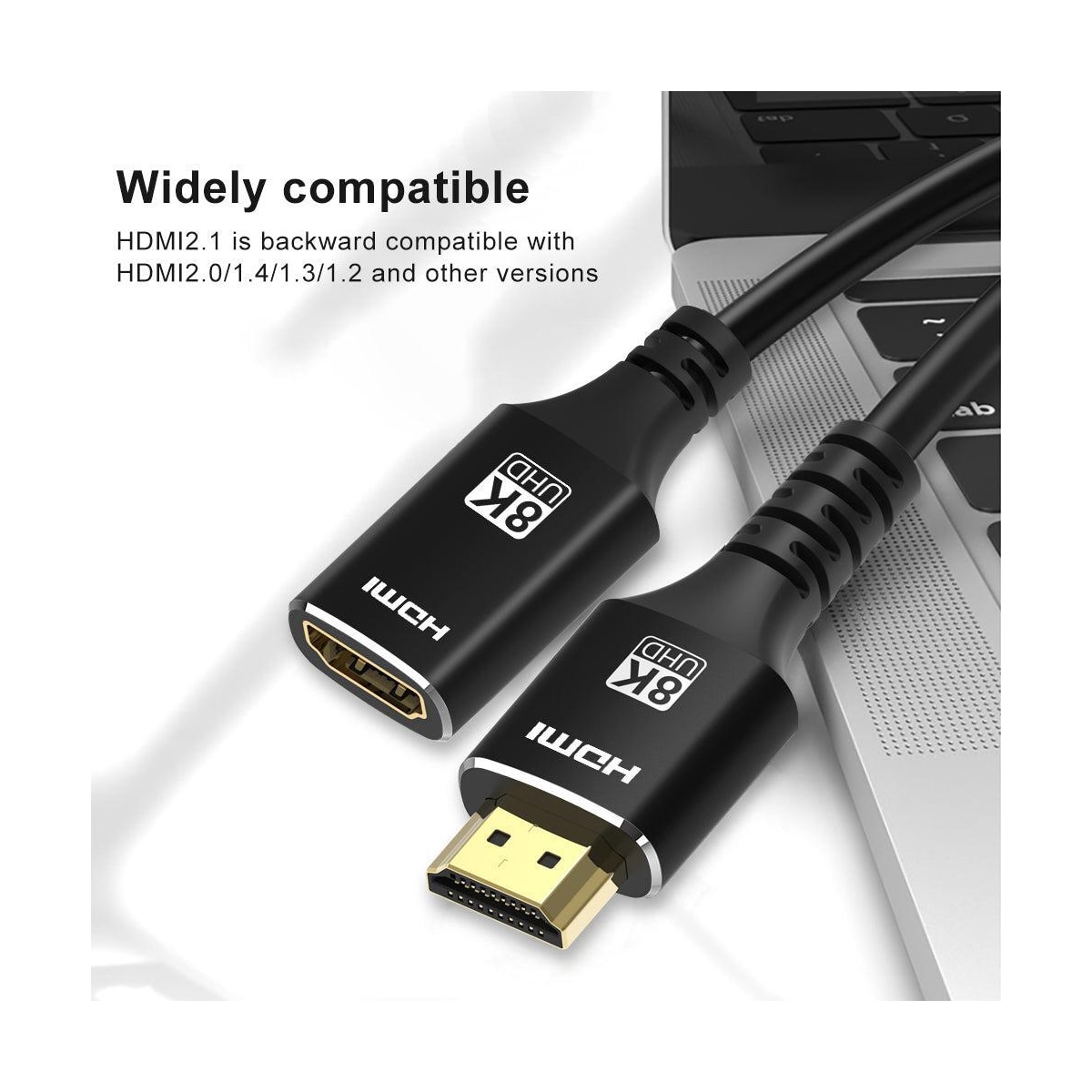 NÖRDIC HDMI skjøtekabel 50 cm 8K60Hz 4K144 HDMI 2.1 48Gbps Ultra High Speed ​​​​HDMI