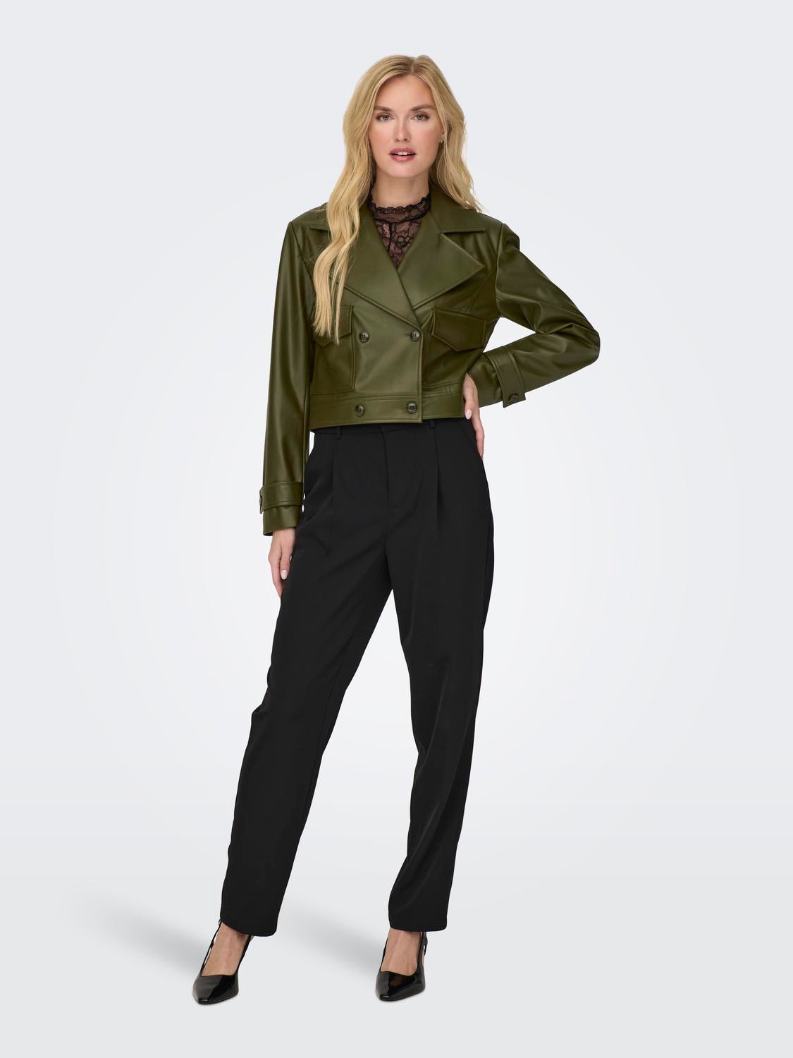 ONLKIM Kunstlederjacke Dark Olive
