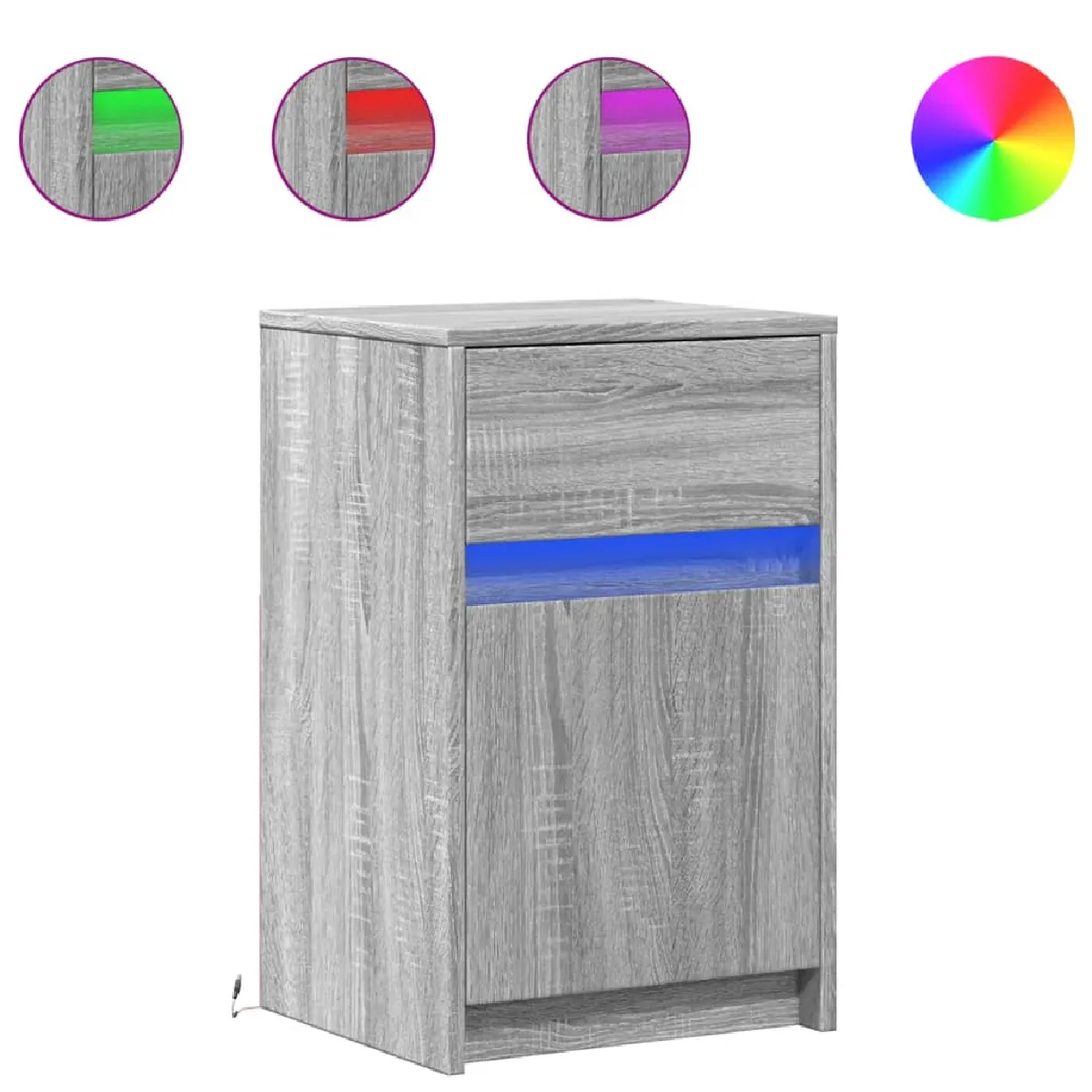 vidaXL Armoire de chevet LED - Sonoma gris