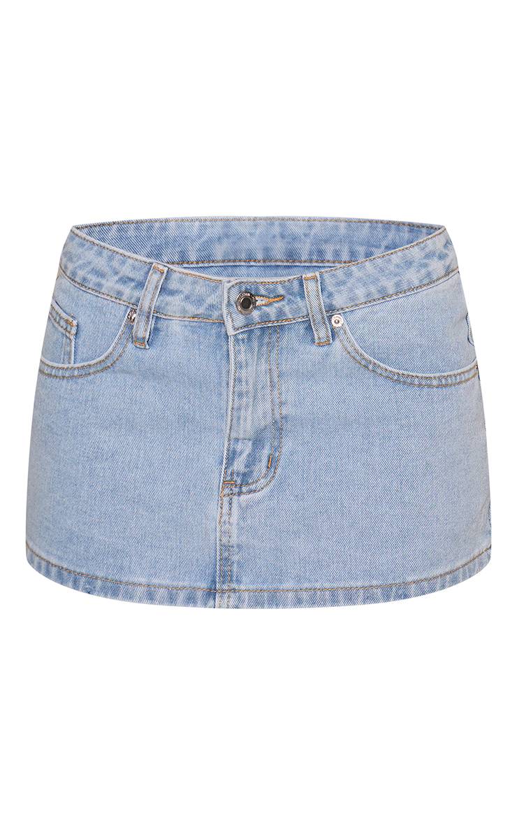 Bleu Clair Jupe Micro Mini En Denim Taille Basse
