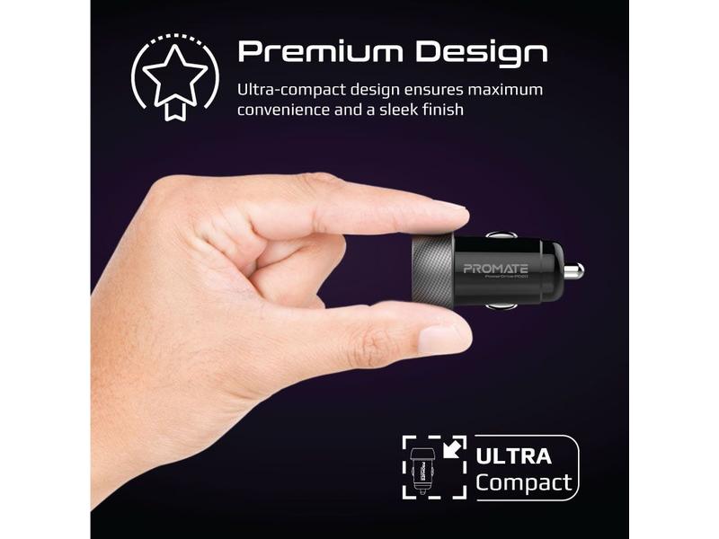 Promate Autoladegerät ProMate PowerDrive-PD20, Mini Car Cha Mini-Ladeadapter mit 20 Watt Power Delivery