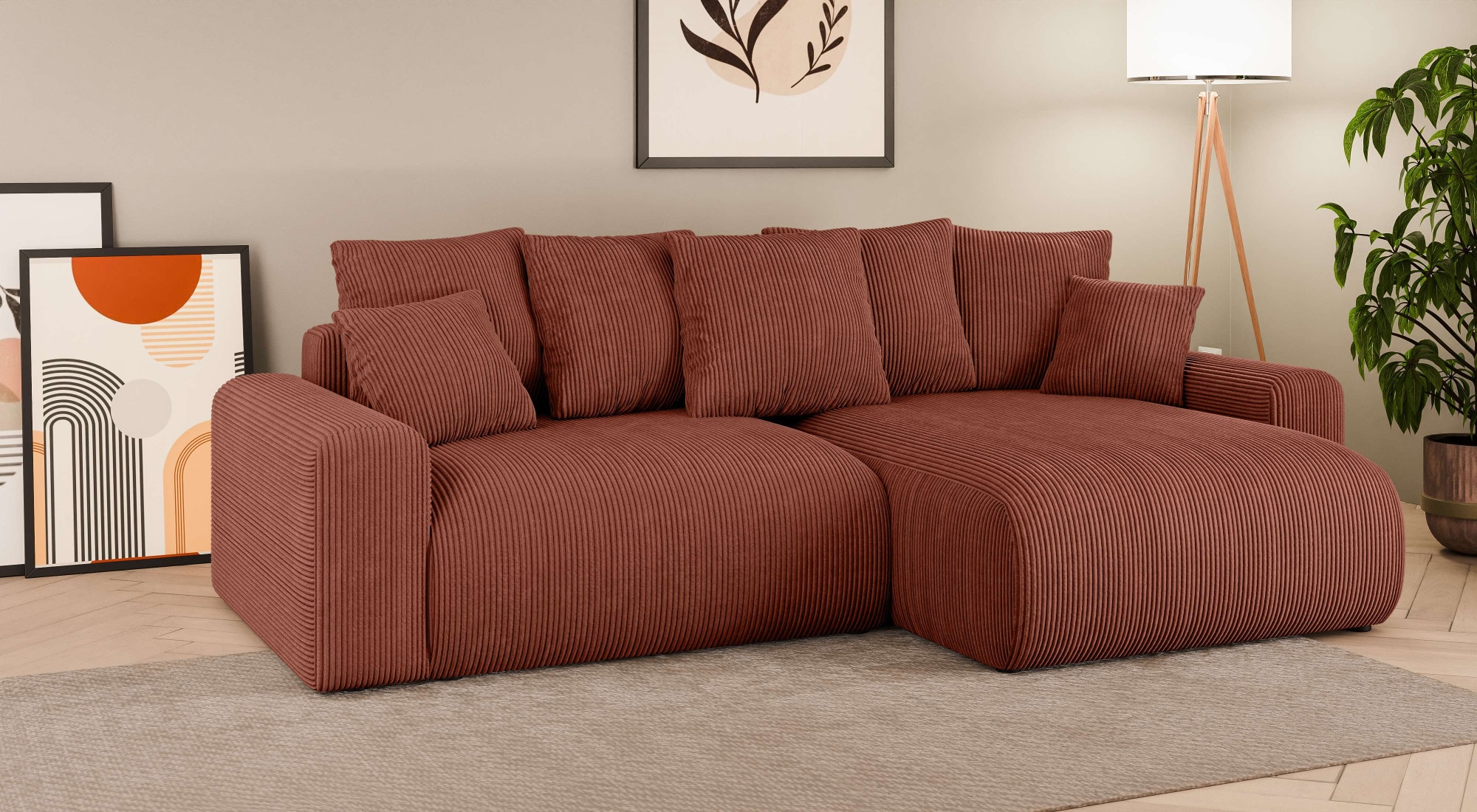 Home affaire Ecksofa »LAKESIDE klein mit Bettfunktion und Bettkasten, B/T/H 235/142/84 cm« L-Form, Recamiere beidseitig montierbar, mit Wellenunterfederung