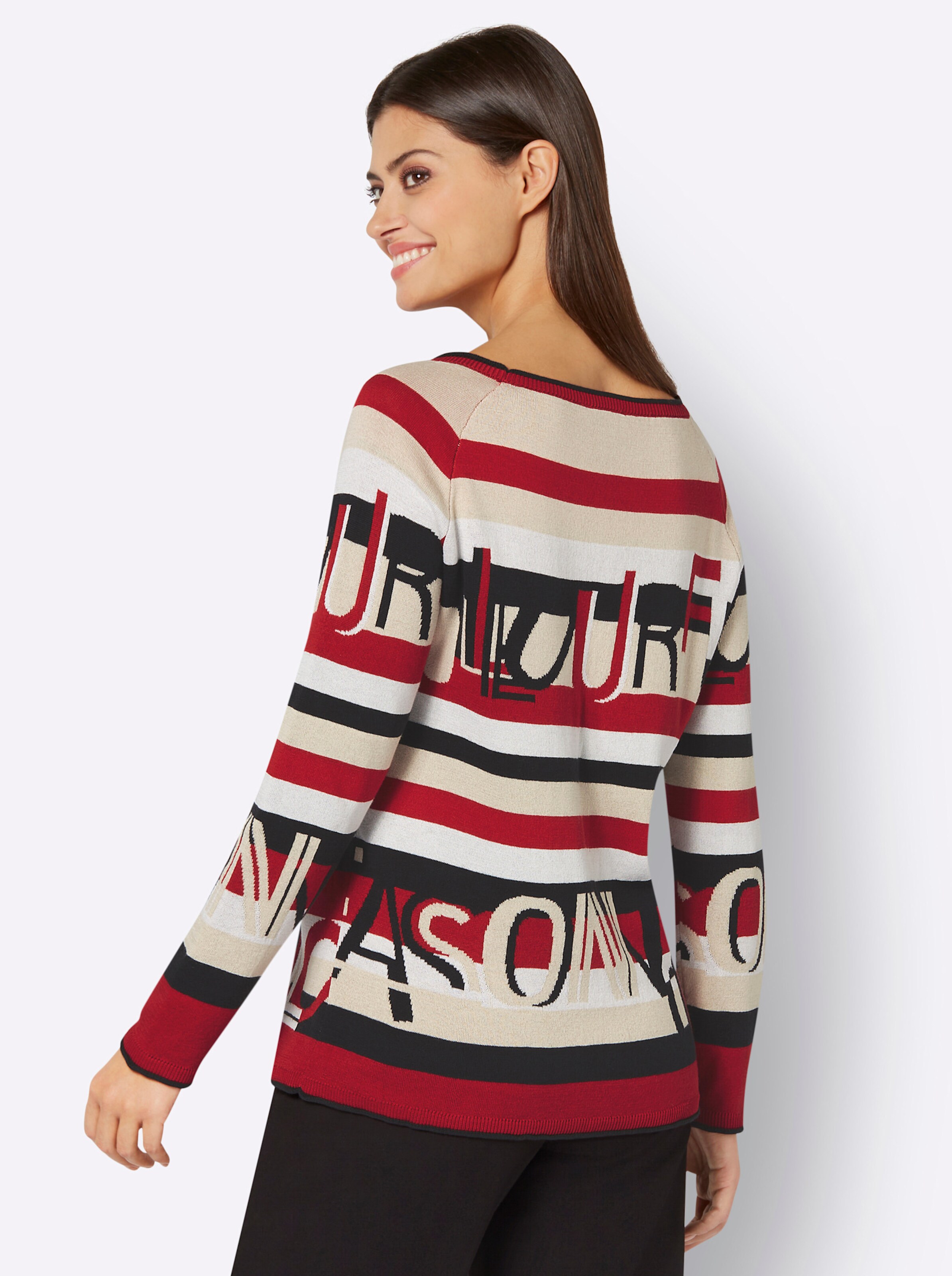 Druck-Pullover in rot-schwarz-bedruckt