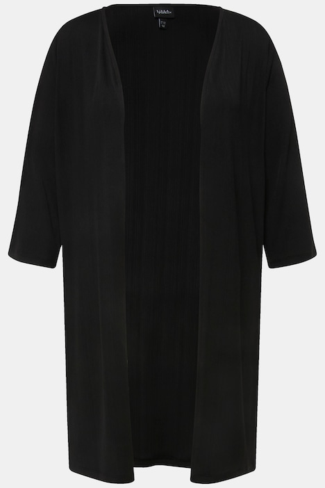 Longjacke, Rippjersey, offene Form, V-Ausschnitt