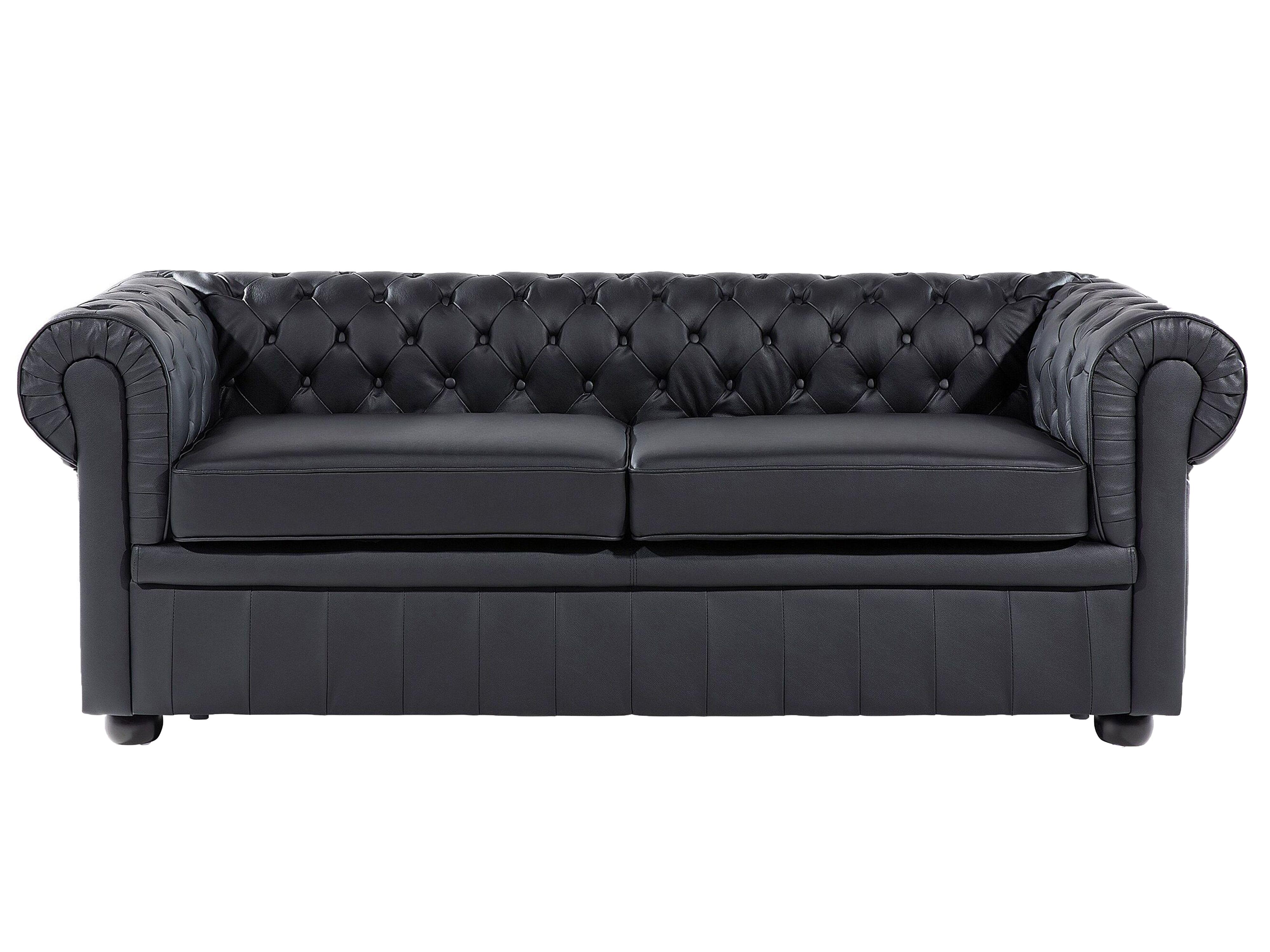 Bankenset 4-zits CHESTERFIELD Leer Zwart
