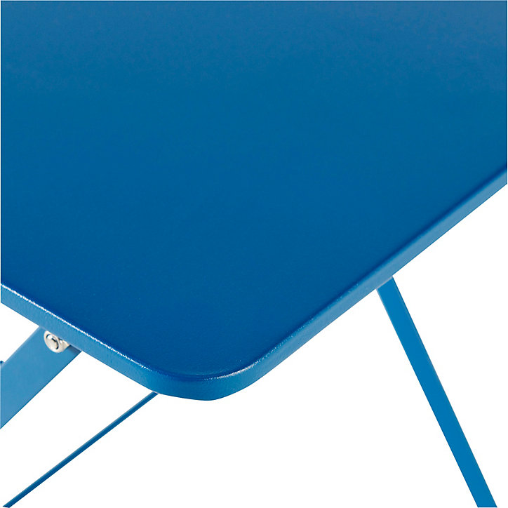 Table de jardin pliante Saba en acier coloris bleu abysse L.40 x l.40 x H.45 cm
