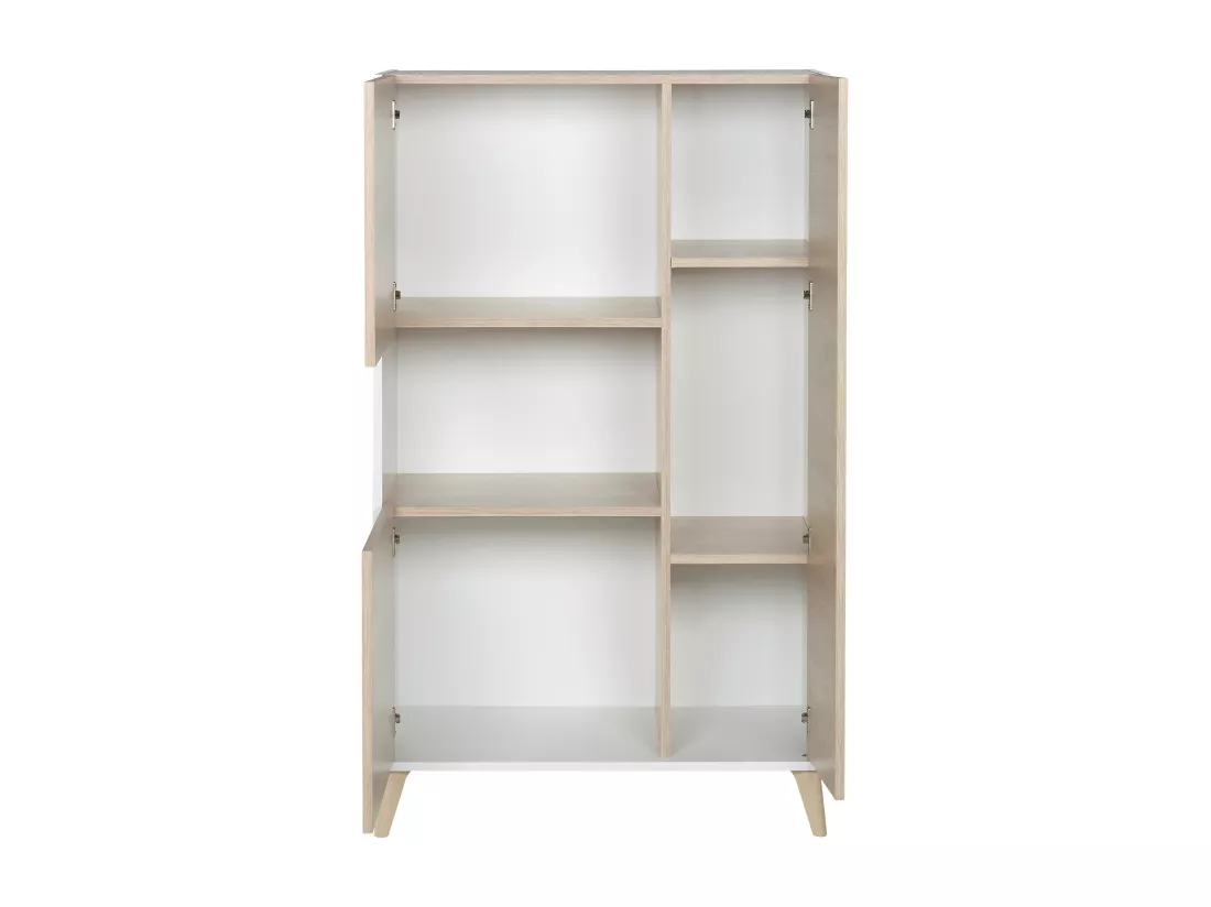 Buffet haut KOLYMA - 3 portes & 1 niche - Coloris : Chêne & Blanc