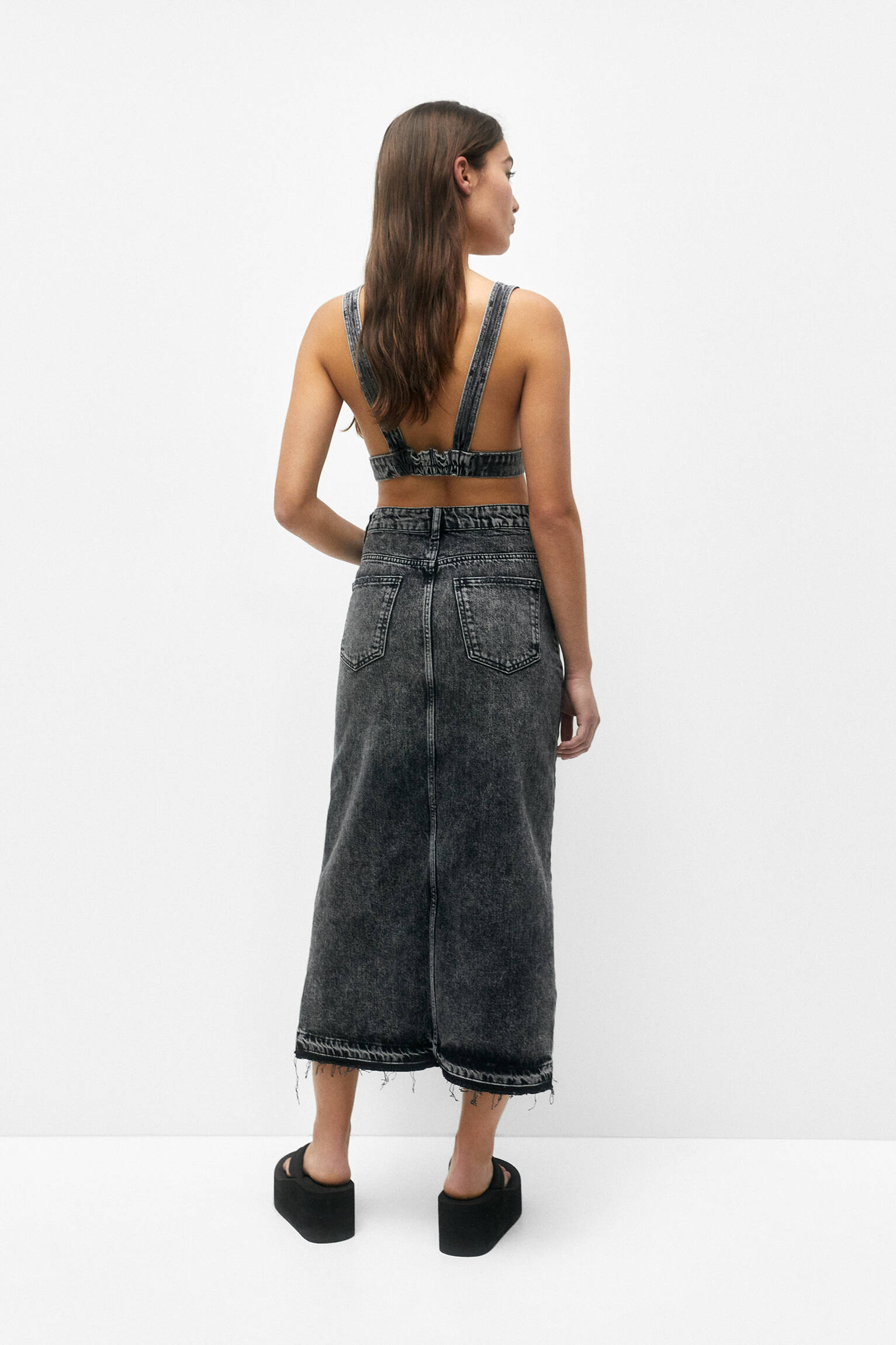 SAIA LONGA JEANS - CINZA