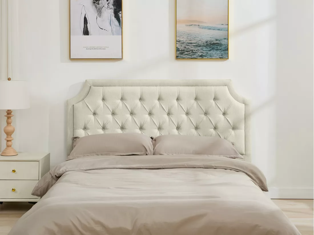 Tête de lit capitonnée 170 cm - Tissu - Beige - JOHENE