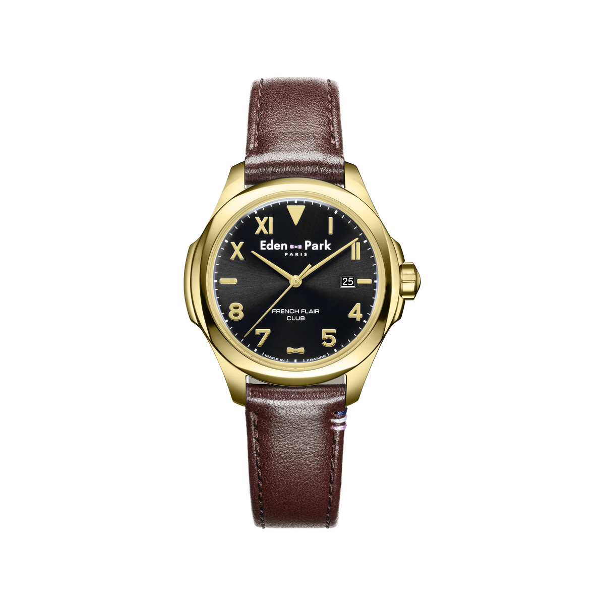 Montre EDEN PARK Club homme bracelet cuir brun