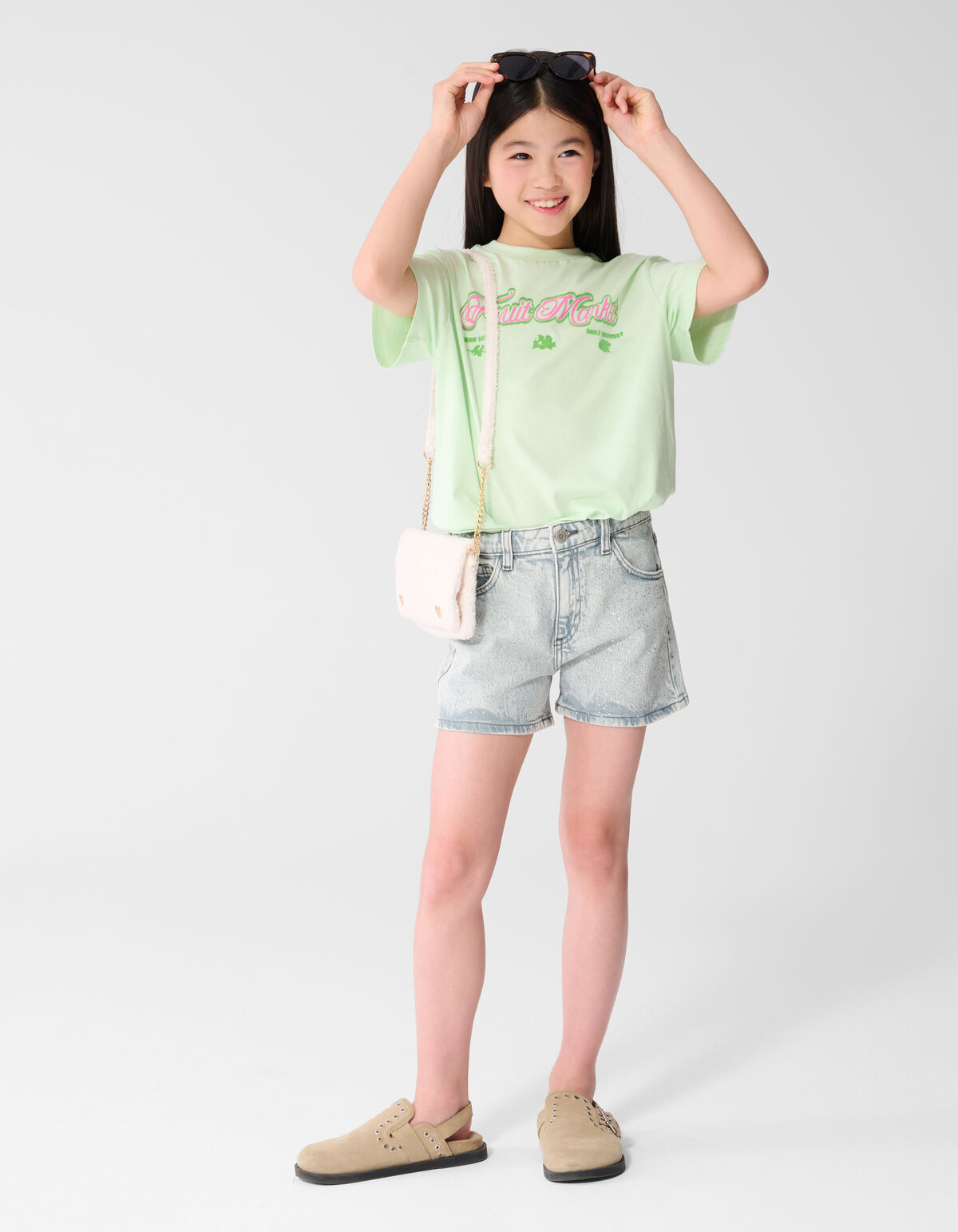 Strass Short Grijs