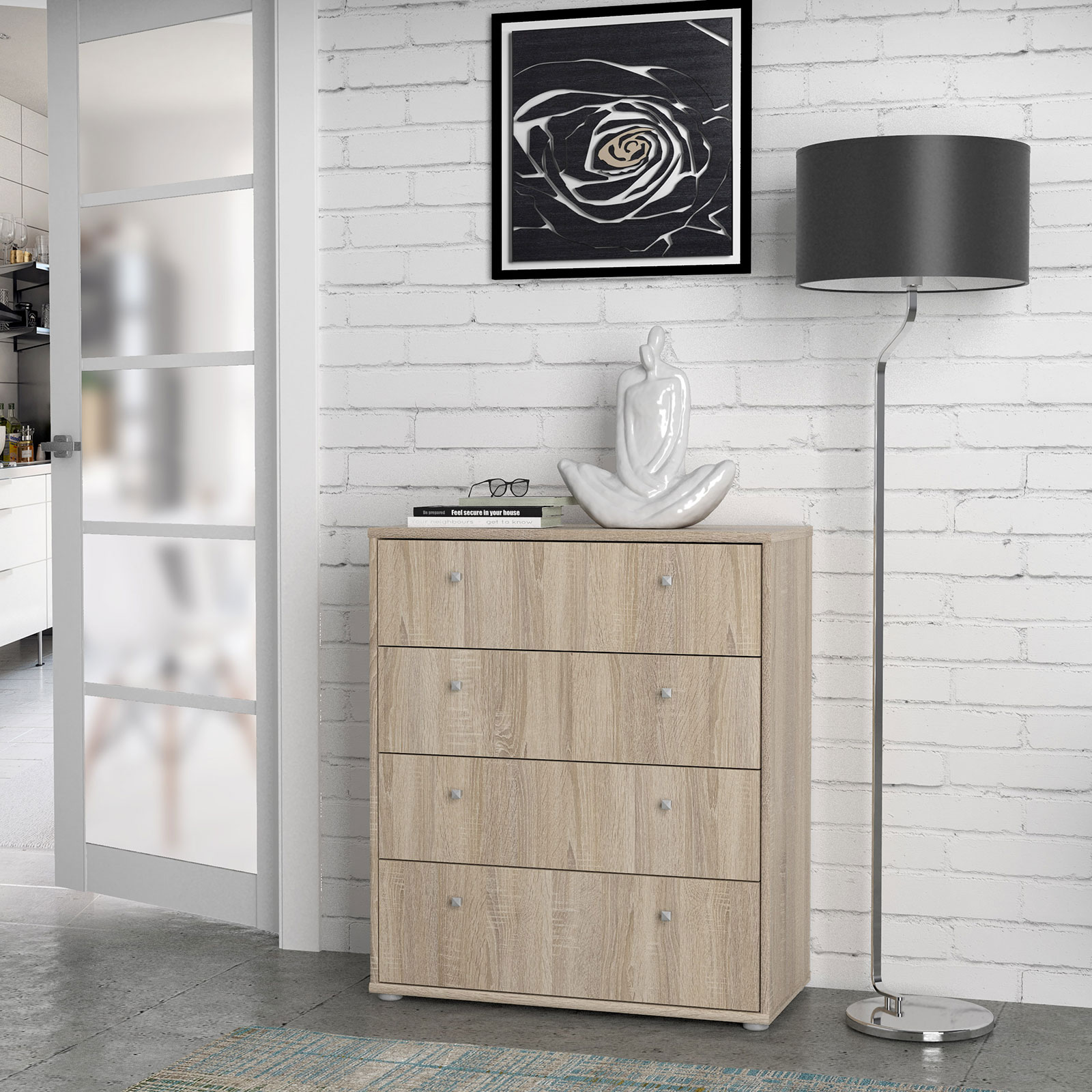 Kommode - Sonoma Eiche - 74 cm breit - vier Schubkästen