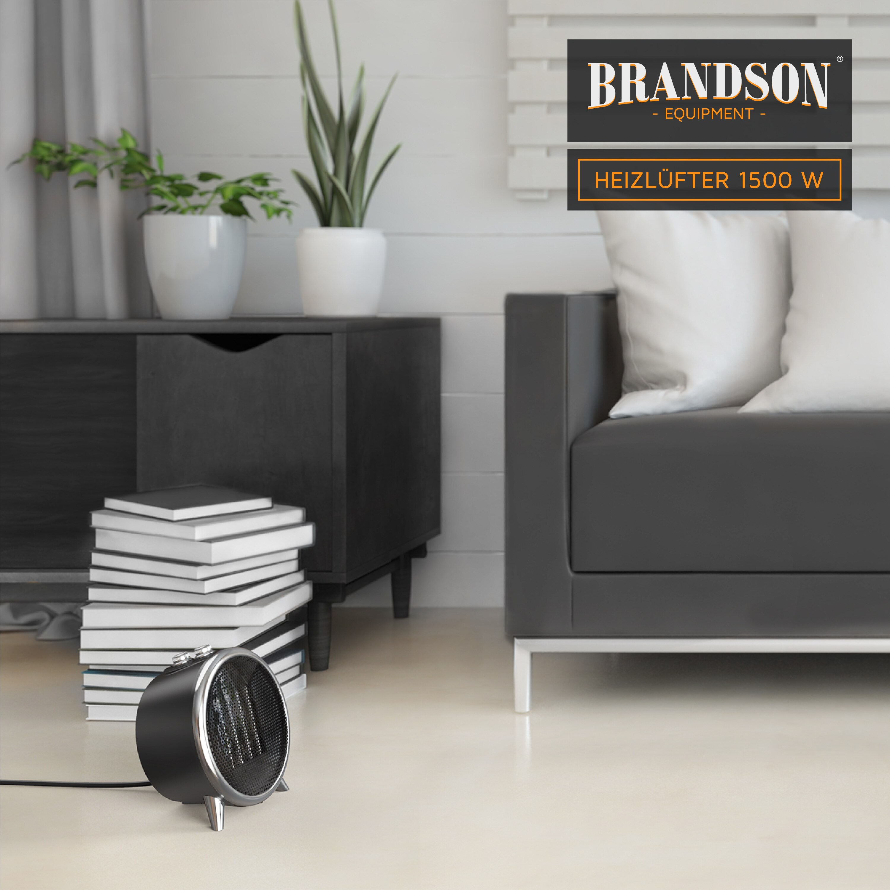 Brandson Keramikheizlüfter 1500W, Keramik Heizelement, 2 Leistungsstufen, Überhitzungsschutz, Automatische Abschaltung, Umkippschutz, energiesparend