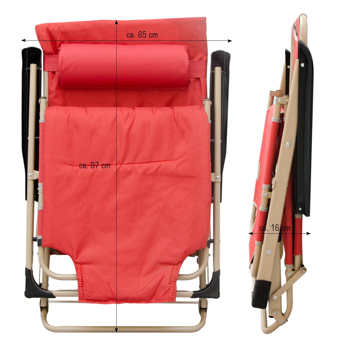 Faltbare Campingliege 178cm Gartenliege Sonnenliege Liegestuhl 120kg Strandliege
