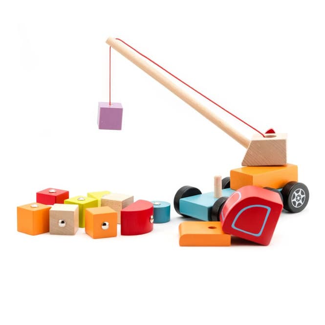 Cubika - Krannwagen mit magnetischen Holzklötzen - 11tlg.