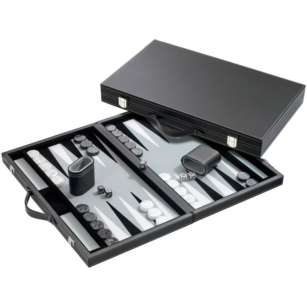 Backgammon grijs medium 28x23,5 cm Backgammon grijs (medium)