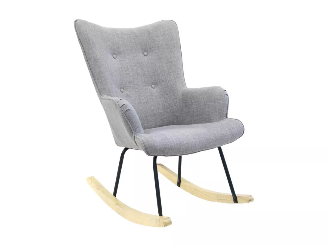 POHJA - Fauteuil à Bascule Gris Dossier Capitonné
