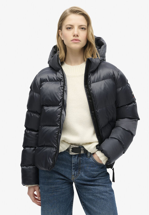 Superdry HOODED LUXE SPORTS PUFFER Ebony sheen